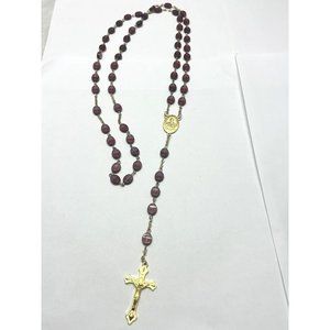 Vintage red gold rosary necklace